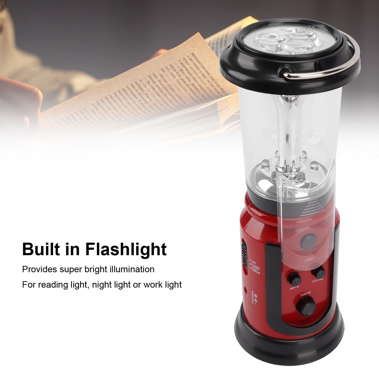 Radio Lantern Hand Crank USB Rechargeable Multi Functional AM FM Emergency Radio LED Flashlight for Camping V1294-YM0512-3119220165611