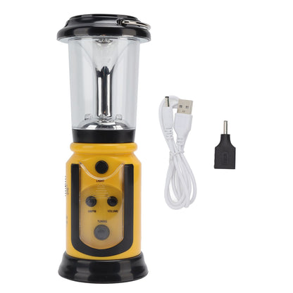 Radio Lantern Hand Crank USB Rechargeable Multi Functional AM FM Emergency Radio LED Flashlight for Camping V1294-YM0512-3119220165612