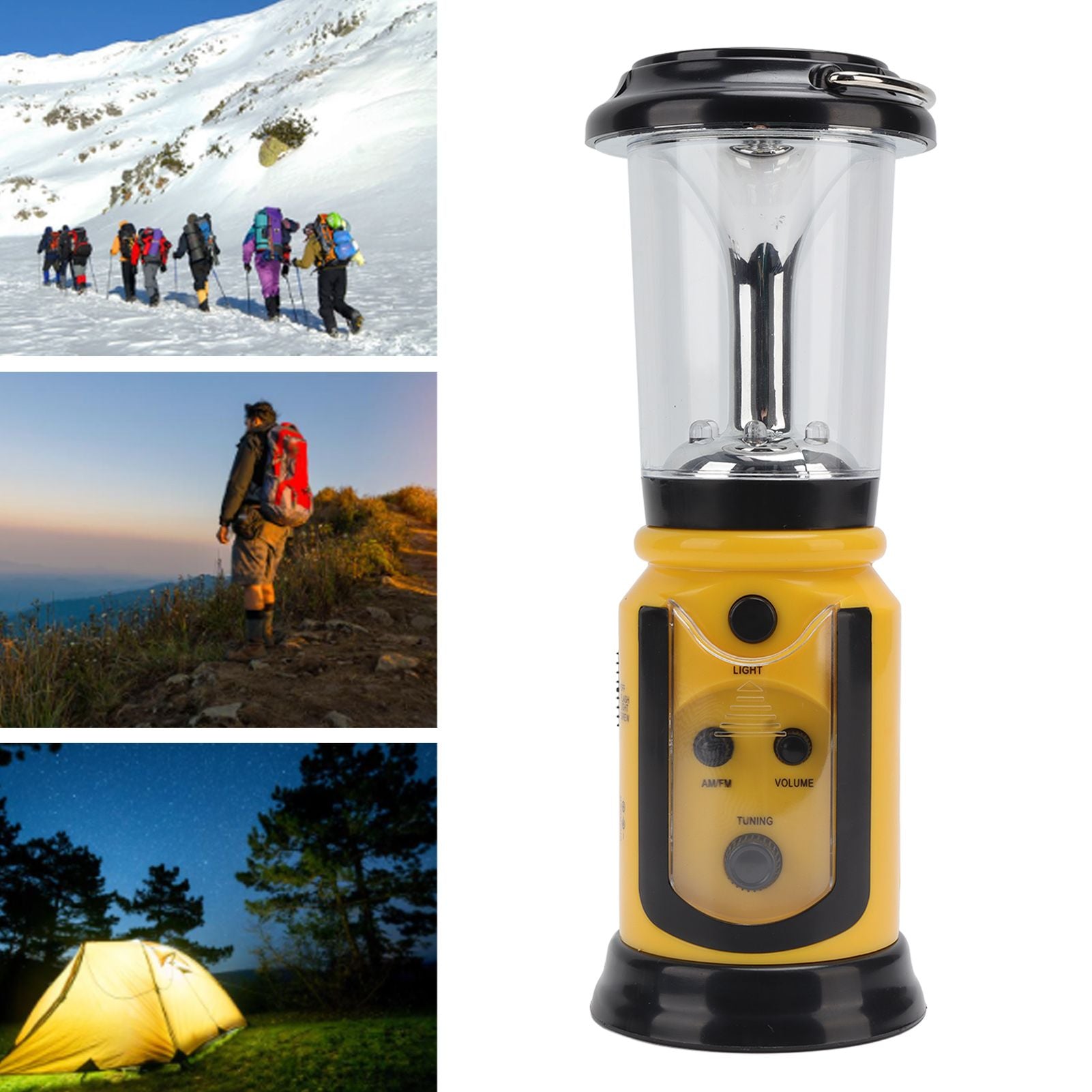 Radio Lantern Hand Crank USB Rechargeable Multi Functional AM FM Emergency Radio LED Flashlight for Camping V1294-YM0512-3119220165612