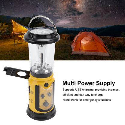 Radio Lantern Hand Crank USB Rechargeable Multi Functional AM FM Emergency Radio LED Flashlight for Camping V1294-YM0512-3119220165612
