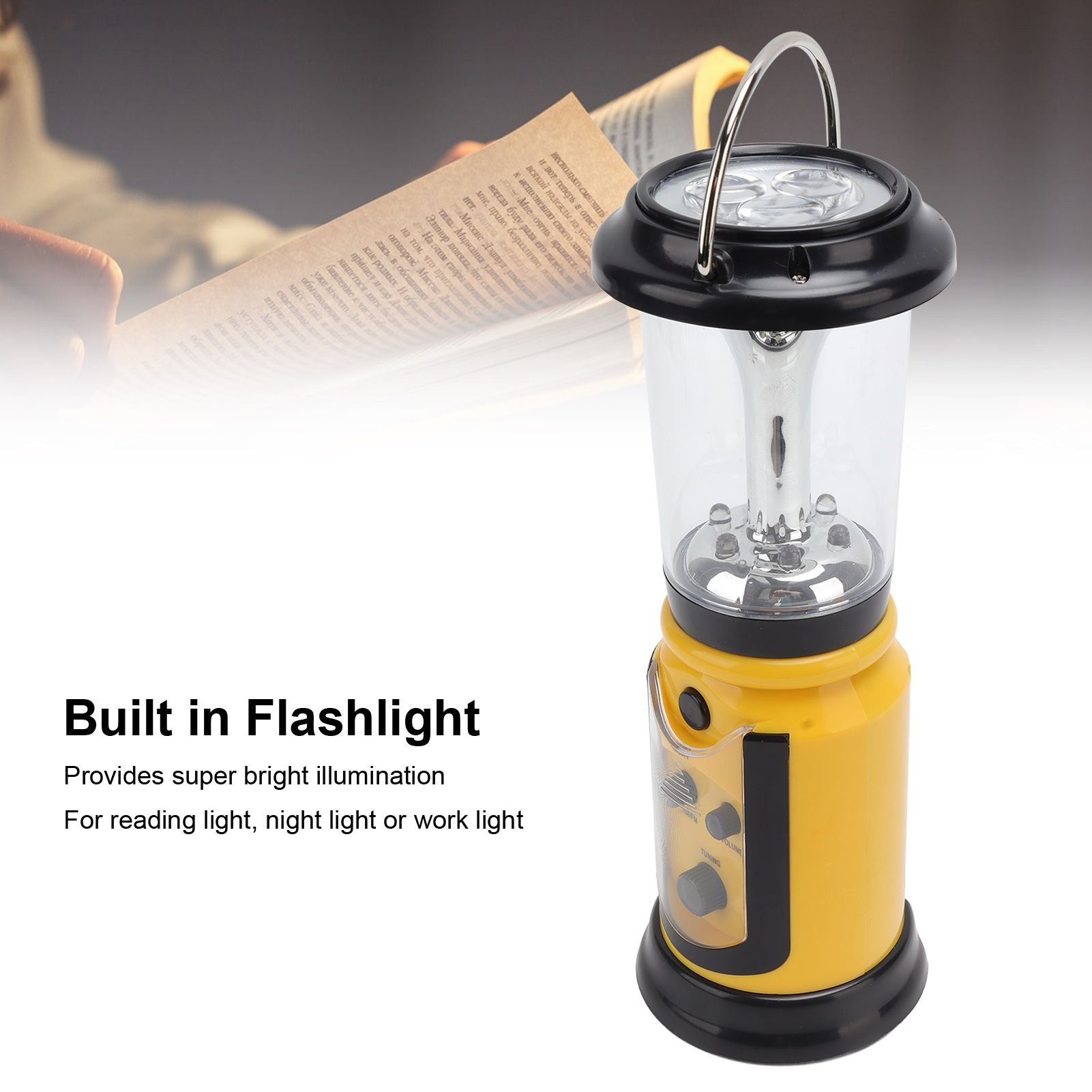Radio Lantern Hand Crank USB Rechargeable Multi Functional AM FM Emergency Radio LED Flashlight for Camping V1294-YM0512-3119220165612
