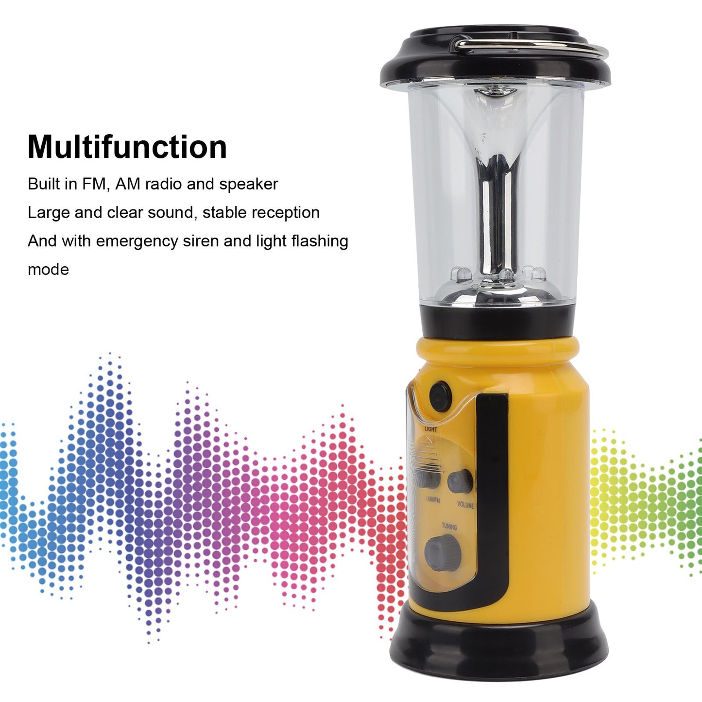 Radio Lantern Hand Crank USB Rechargeable Multi Functional AM FM Emergency Radio LED Flashlight for Camping V1294-YM0512-3119220165612