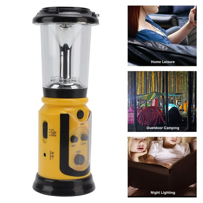 Radio Lantern Hand Crank USB Rechargeable Multi Functional AM FM Emergency Radio LED Flashlight for Camping V1294-YM0512-3119220165612