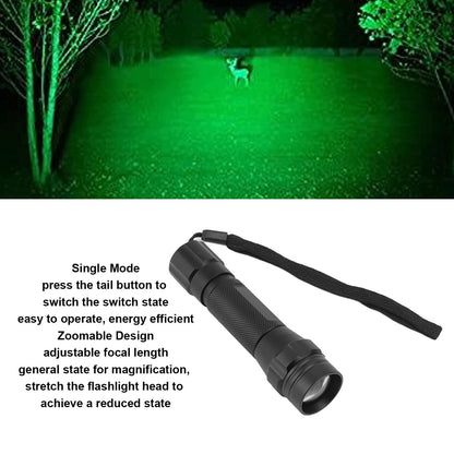Green Light LED Flashlight Zoomable Portable Single Mode Green Hunting Light Flashlight for Observation V1294-YM0512-3119220166211