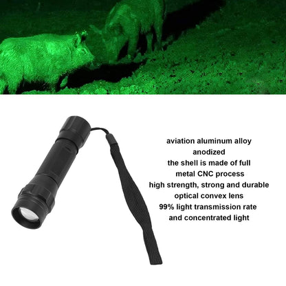Green Light LED Flashlight Zoomable Portable Single Mode Green Hunting Light Flashlight for Observation V1294-YM0512-3119220166211