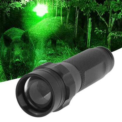 Green Light LED Flashlight Zoomable Portable Single Mode Green Hunting Light Flashlight for Observation V1294-YM0512-3119220166211