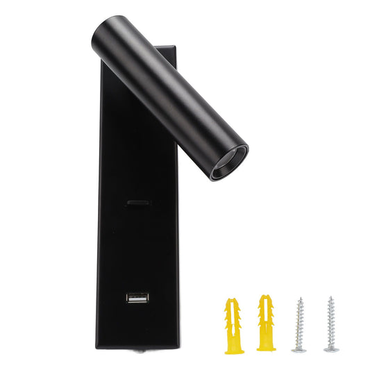 LED Wall Reading Light Simple Stylish Wall Mounted Light with Switch USB Port for Indoor Bedroom 100-240V V1294-YM0512-3119220167511