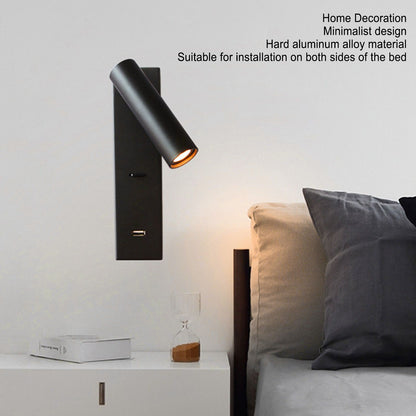 LED Wall Reading Light Simple Stylish Wall Mounted Light with Switch USB Port for Indoor Bedroom 100-240V V1294-YM0512-3119220167511
