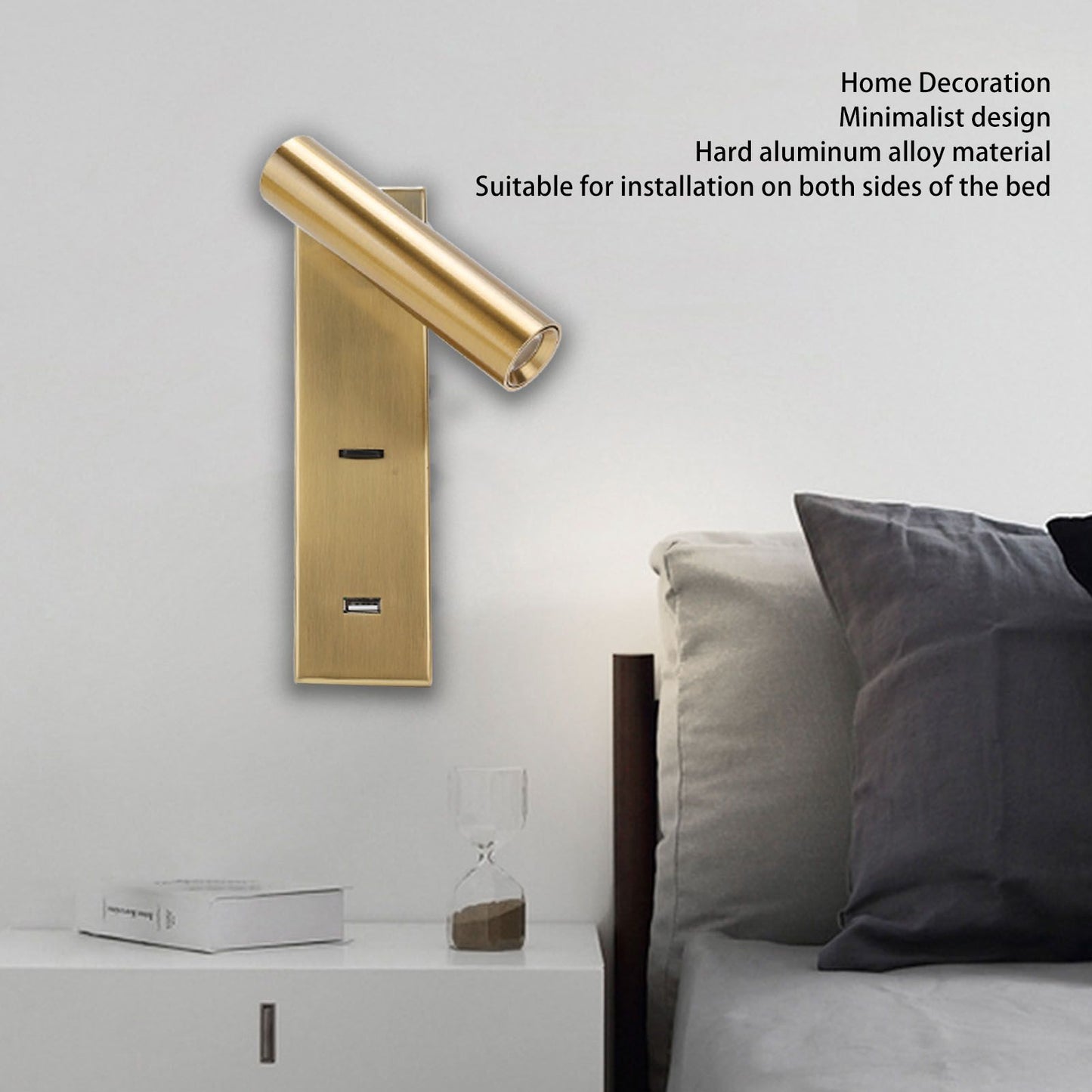 LED Wall Mounted Reading Light Simple Rechargeable Adjustable Angle Bedroom Wall Lamp for Hotel Bedroom V1294-YM0512-3119220167611