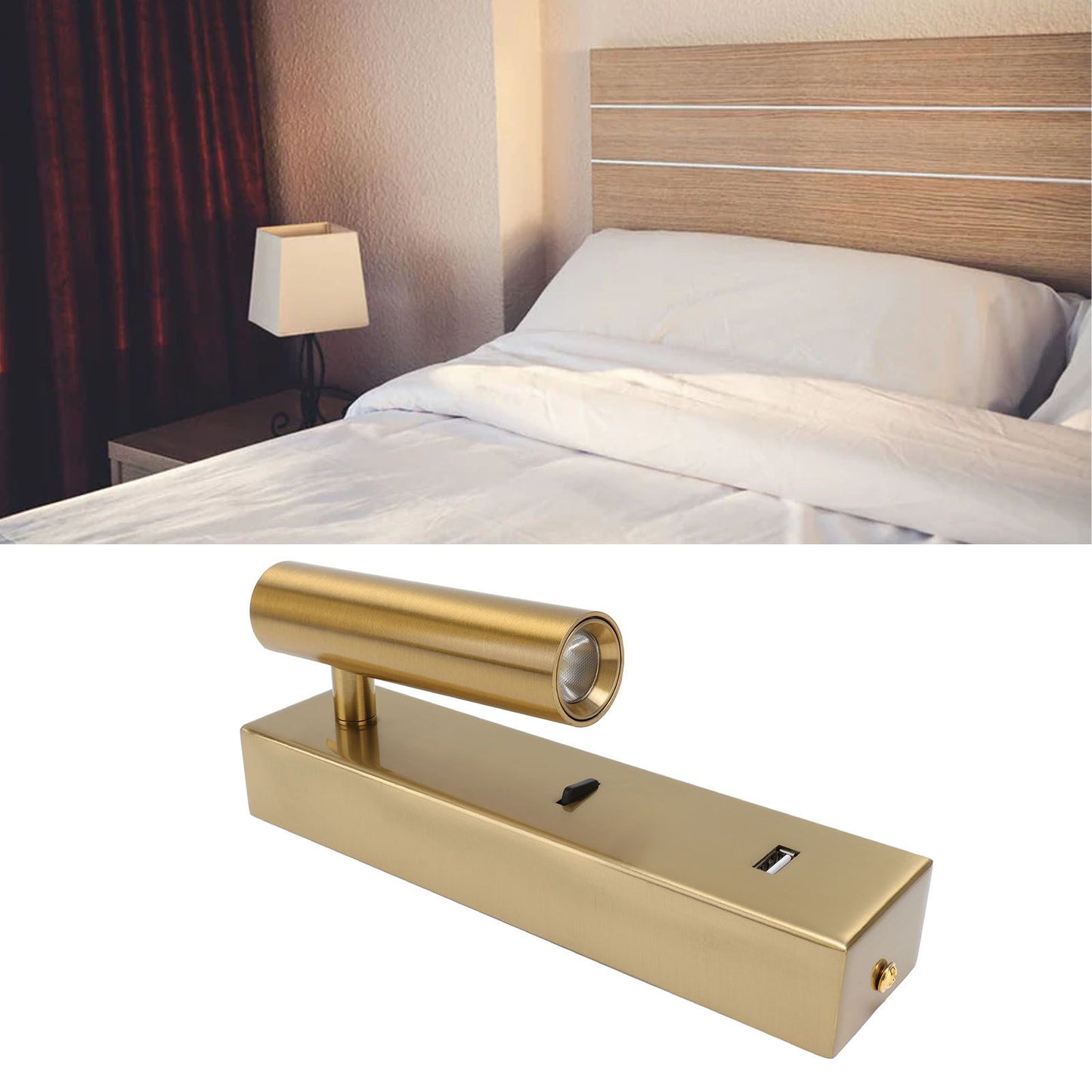 LED Wall Mounted Reading Light Simple Rechargeable Adjustable Angle Bedroom Wall Lamp for Hotel Bedroom V1294-YM0512-3119220167612