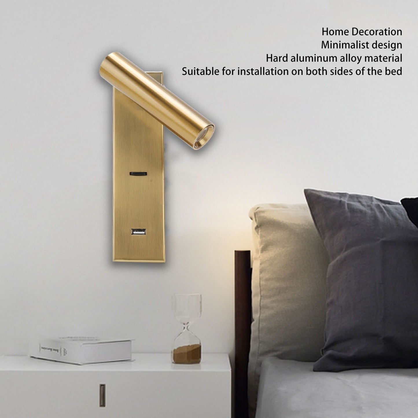 LED Wall Mounted Reading Light Simple Rechargeable Adjustable Angle Bedroom Wall Lamp for Hotel Bedroom V1294-YM0512-3119220167612