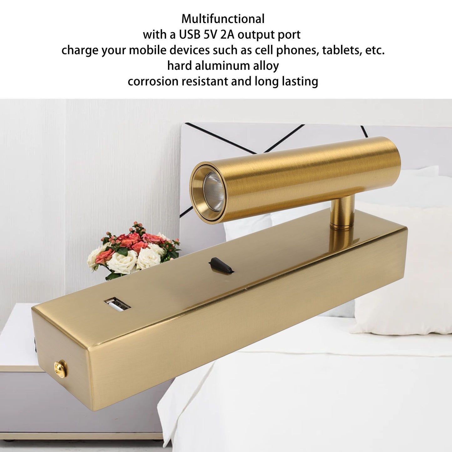 LED Wall Mounted Reading Light Simple Rechargeable Adjustable Angle Bedroom Wall Lamp for Hotel Bedroom V1294-YM0512-3119220167612