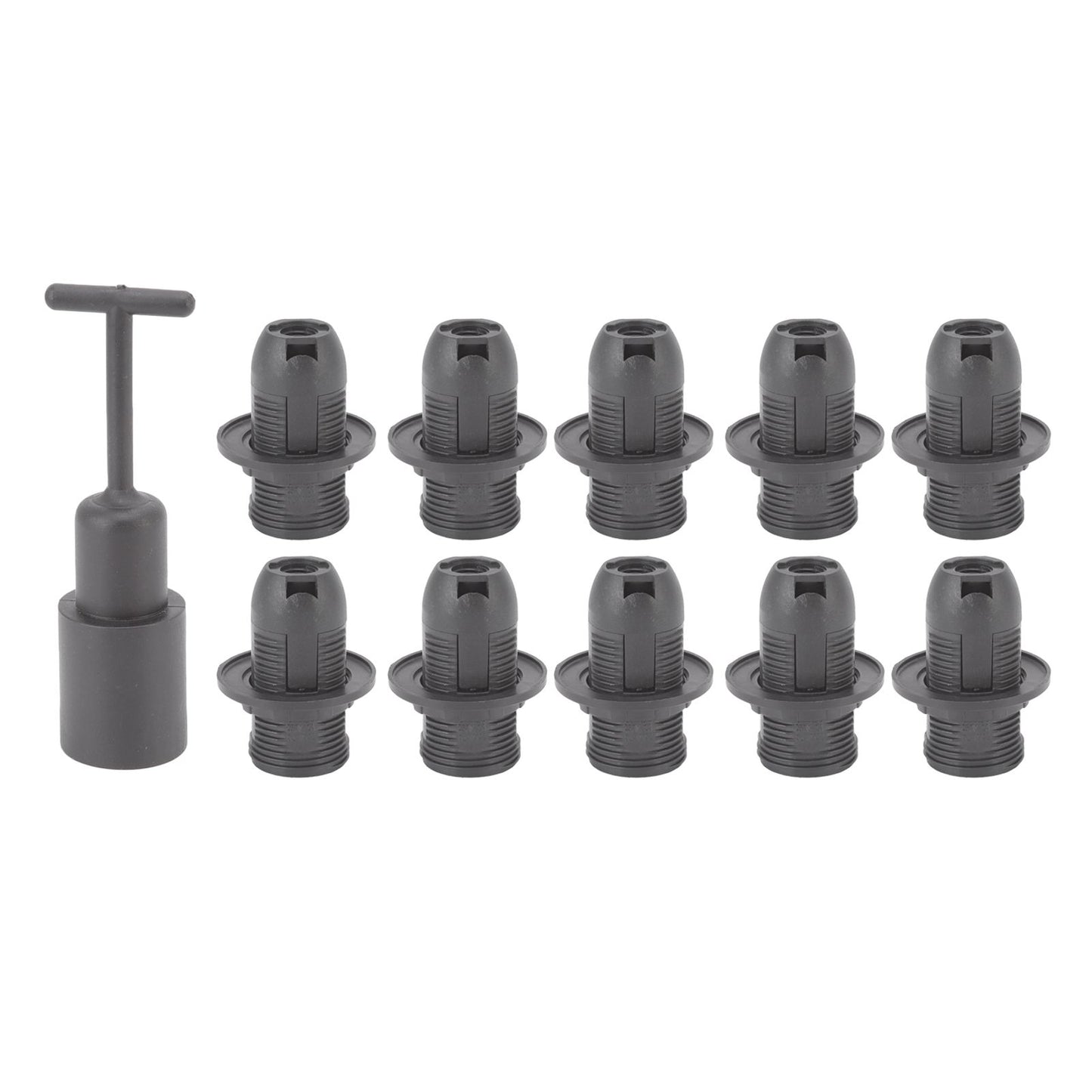 10PCS E14 Lamp Holder ABS with Sleeve High Temperature Resistant Light Socket Base for Home Black V1294-YM0512-3119220169011