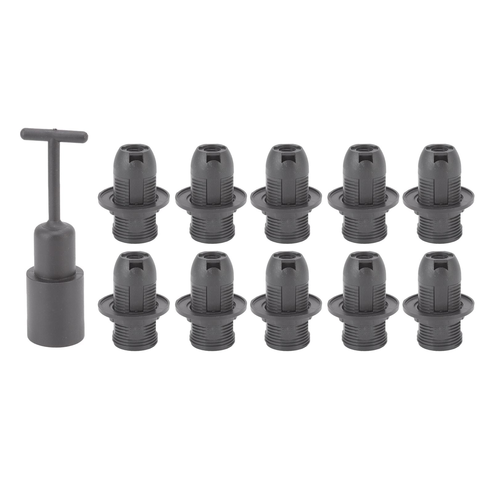 10PCS E14 Lamp Holder ABS with Sleeve High Temperature Resistant Light Socket Base for Home Black V1294-YM0512-3119220169011
