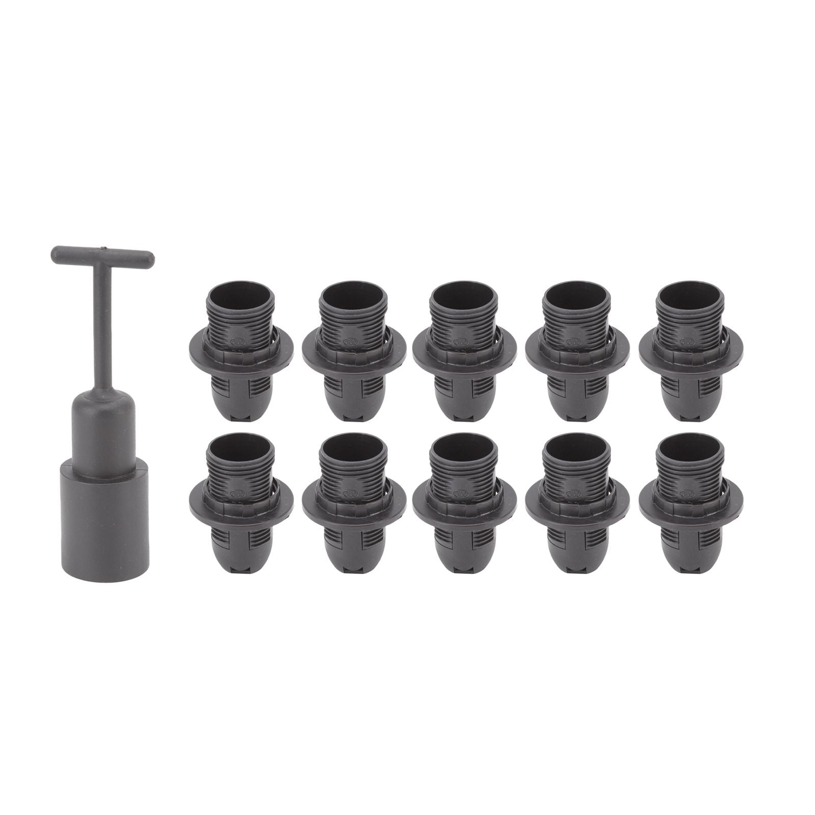 10PCS E14 Lamp Holder ABS with Sleeve High Temperature Resistant Light Socket Base for Home Black V1294-YM0512-3119220169011
