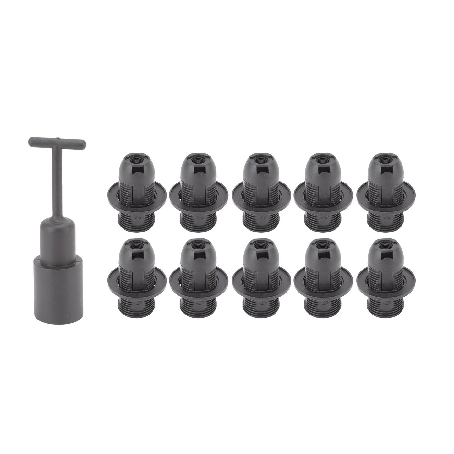 10PCS E14 Lamp Holder ABS with Sleeve High Temperature Resistant Light Socket Base for Home Black V1294-YM0512-3119220169011