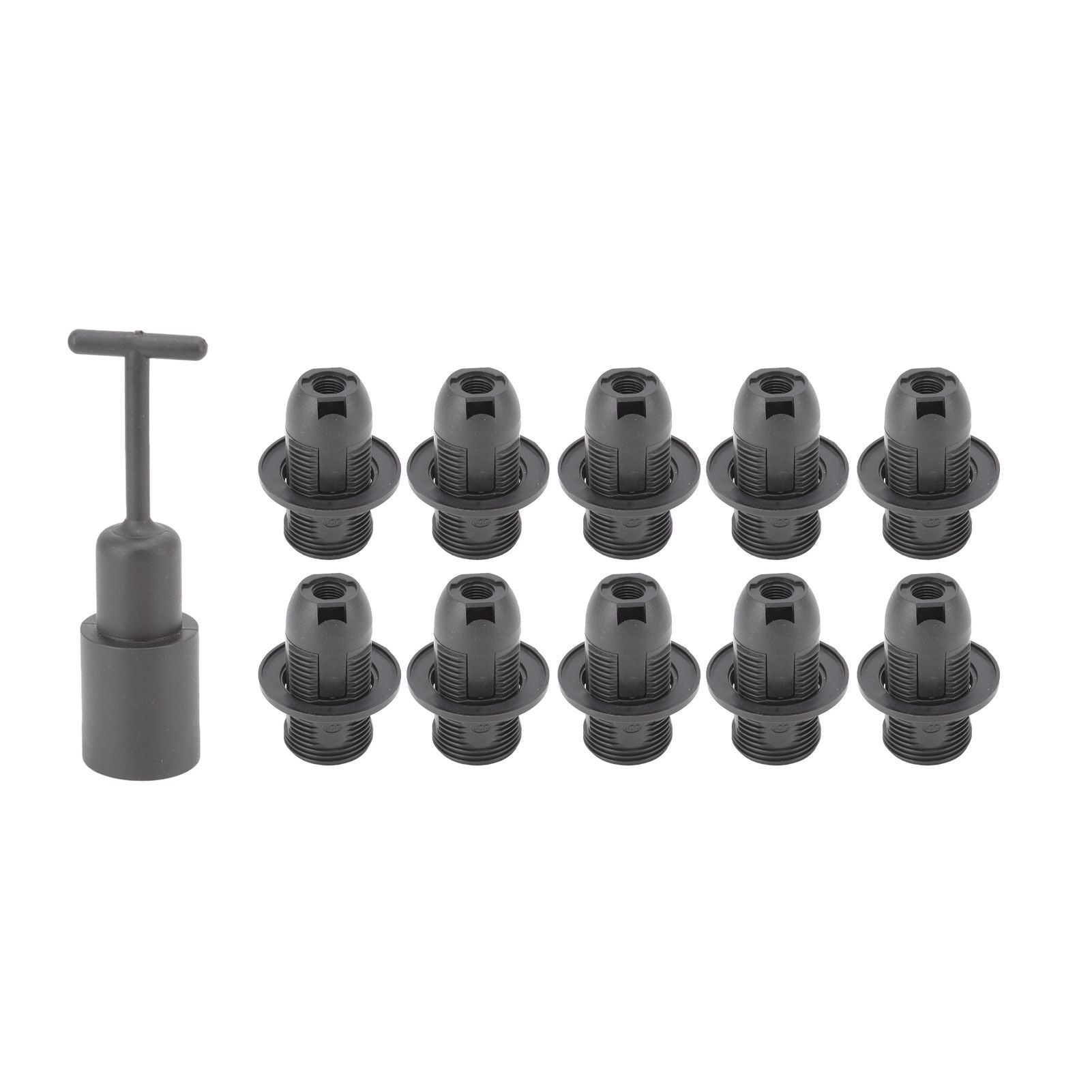 10PCS E14 Lamp Holder ABS with Sleeve High Temperature Resistant Light Socket Base for Home Black V1294-YM0512-3119220169011