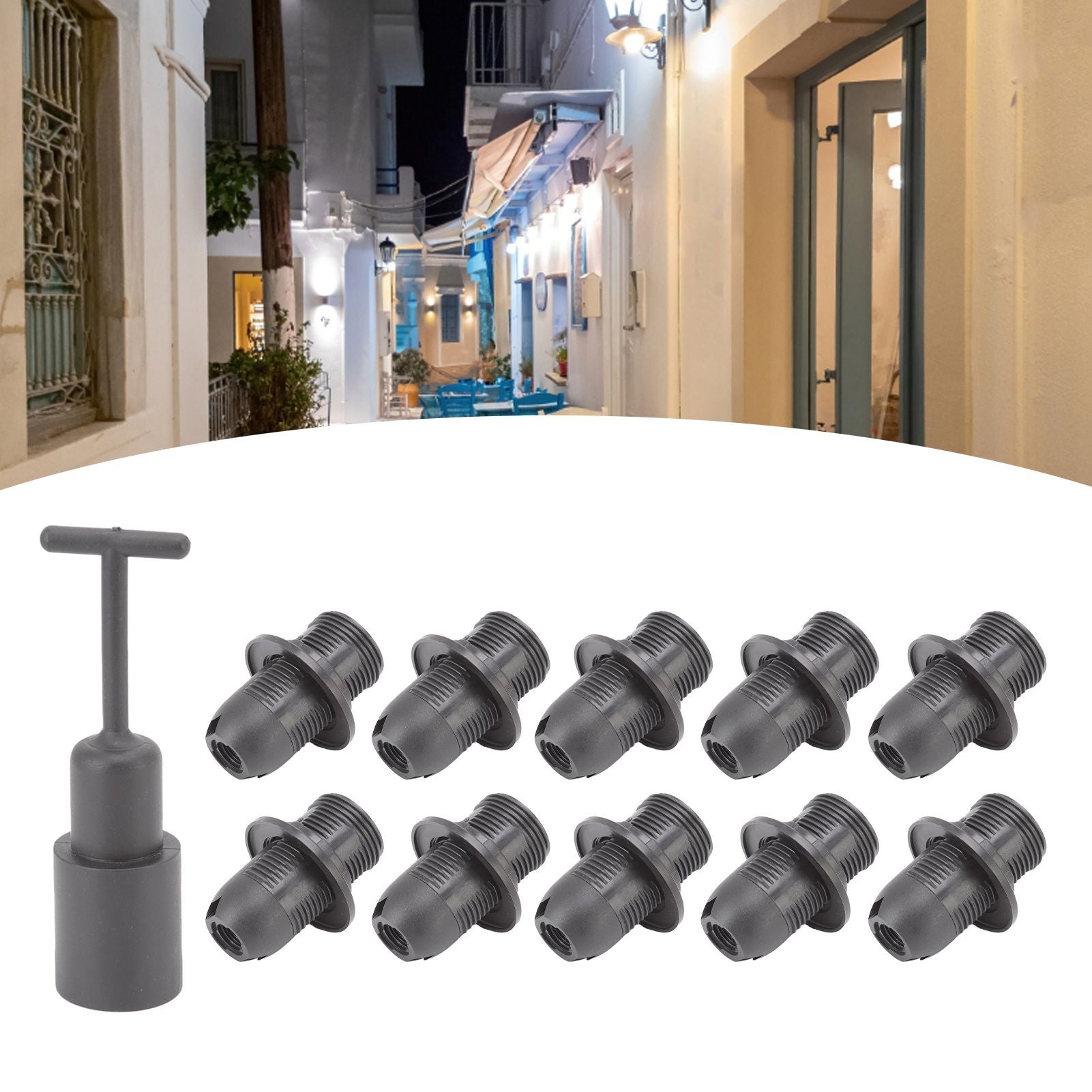 10PCS E14 Lamp Holder ABS with Sleeve High Temperature Resistant Light Socket Base for Home Black V1294-YM0512-3119220169011