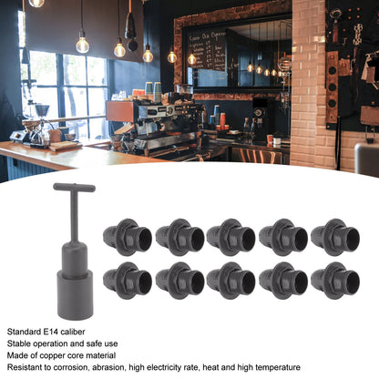 10PCS E14 Lamp Holder ABS with Sleeve High Temperature Resistant Light Socket Base for Home Black V1294-YM0512-3119220169011