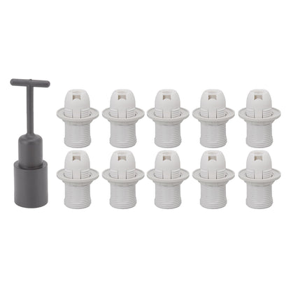 10PCS E14 Lamp Holder ABS with Sleeve High Temperature Resistant Light Socket Base for Home White V1294-YM0512-3119220169012