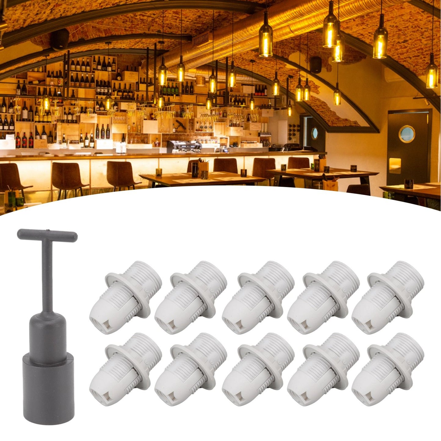 10PCS E14 Lamp Holder ABS with Sleeve High Temperature Resistant Light Socket Base for Home White V1294-YM0512-3119220169012