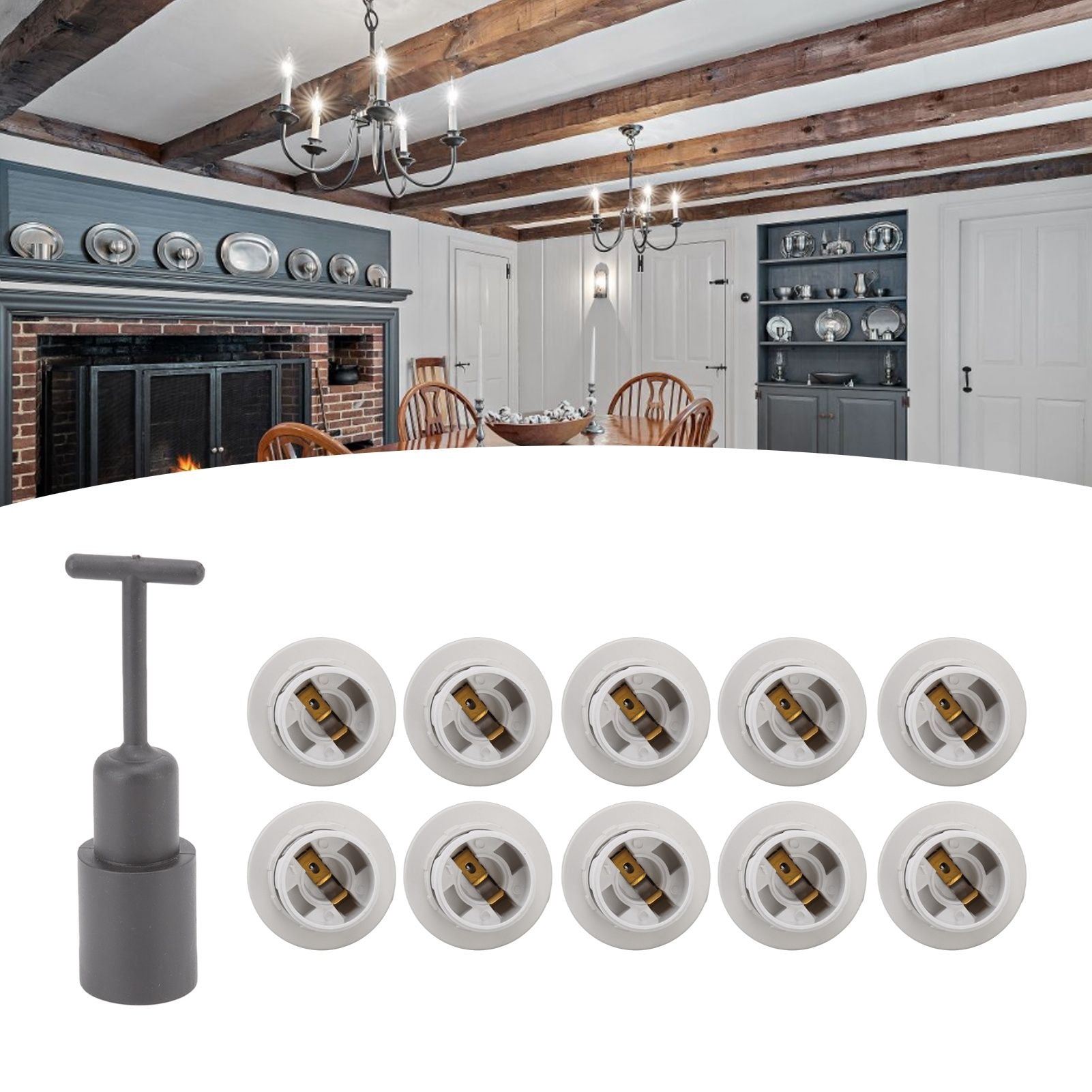 10PCS E14 Lamp Holder ABS with Sleeve High Temperature Resistant Light Socket Base for Home White V1294-YM0512-3119220169012
