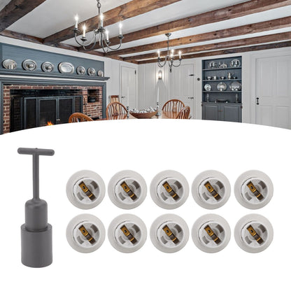 10PCS E14 Lamp Holder ABS with Sleeve High Temperature Resistant Light Socket Base for Home White V1294-YM0512-3119220169012
