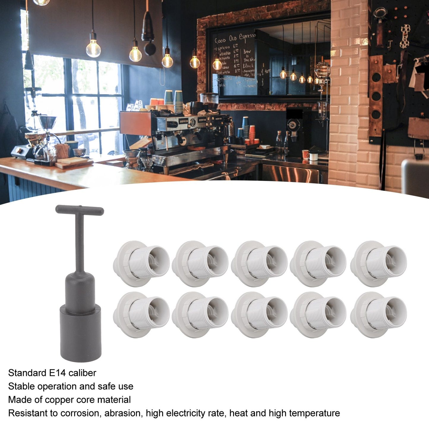 10PCS E14 Lamp Holder ABS with Sleeve High Temperature Resistant Light Socket Base for Home White V1294-YM0512-3119220169012