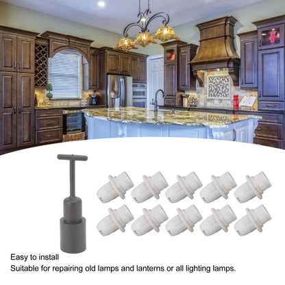 10PCS E14 Lamp Holder ABS with Sleeve High Temperature Resistant Light Socket Base for Home White V1294-YM0512-3119220169012