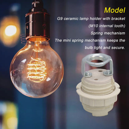 G9 Ceramic Lamp Holder Bulb Base Socket Light Holder with Zinc Alloy M10 Ring for Home Bedroom V1294-YM0512-3119220169111