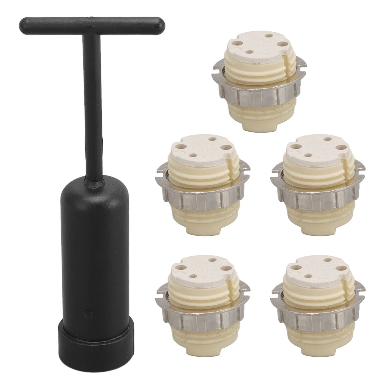 5Pcs G9 Ceramic Lamp Holder Temperature Resistance Zinc Alloy Ring Light Bulb Base Socket with Socket Ring V1294-YM0512-3119220169211