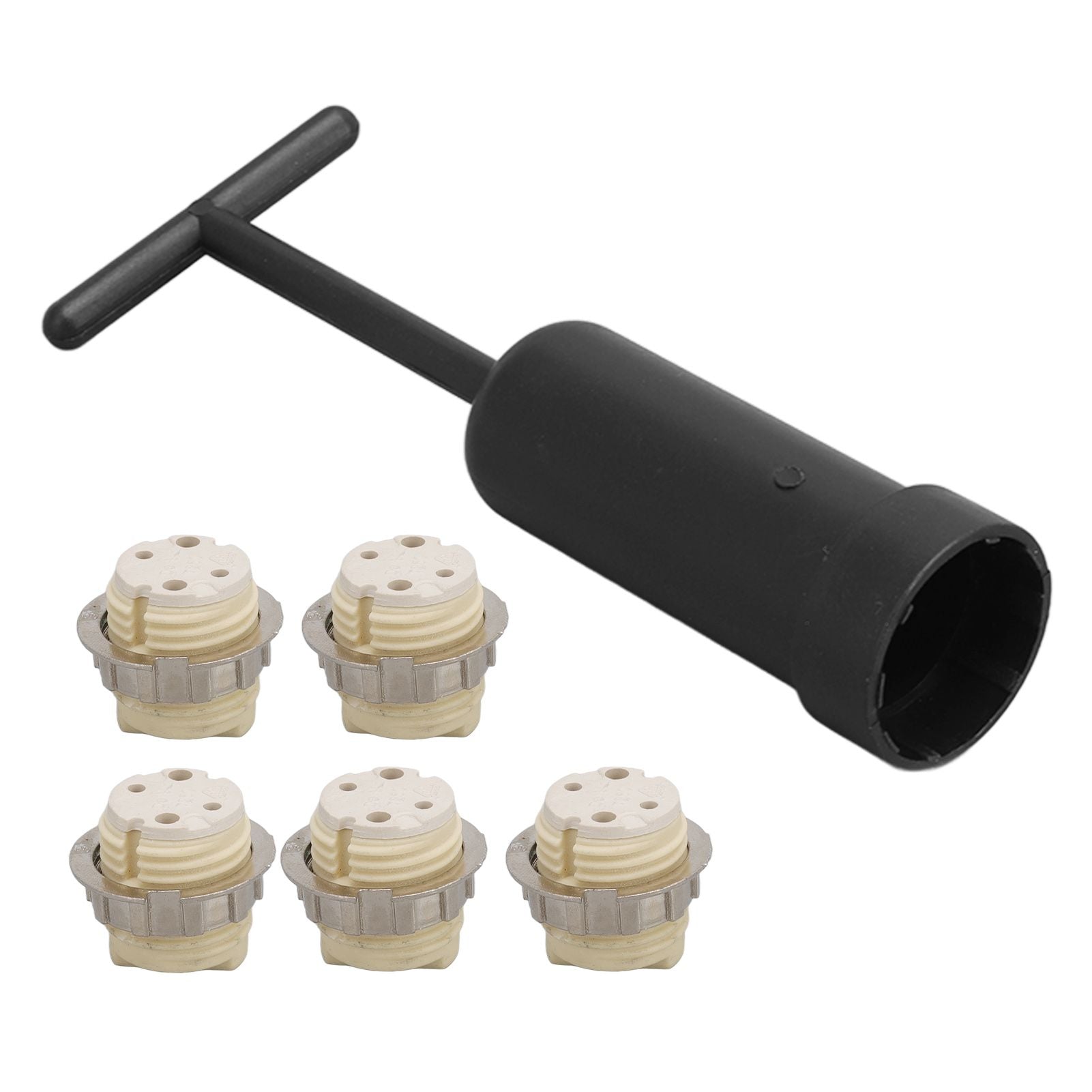 5Pcs G9 Ceramic Lamp Holder Temperature Resistance Zinc Alloy Ring Light Bulb Base Socket with Socket Ring V1294-YM0512-3119220169211
