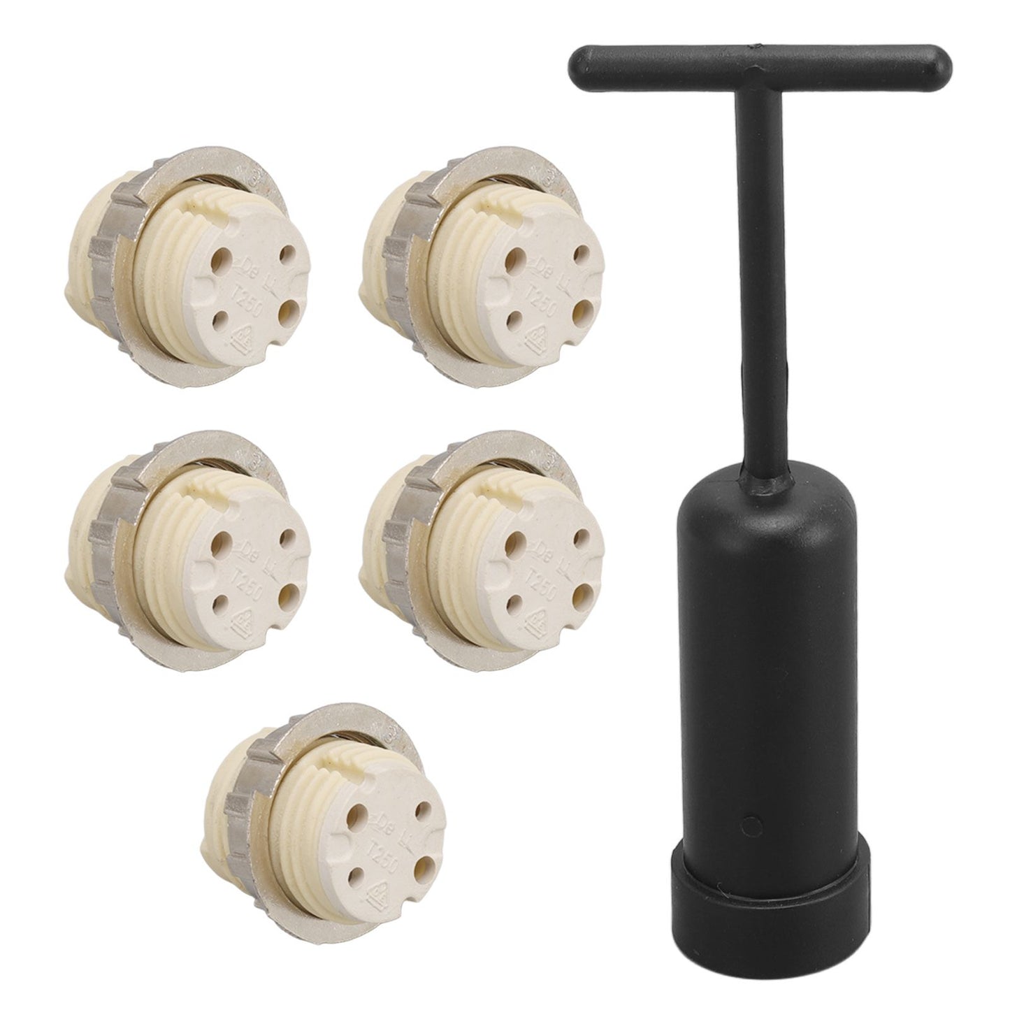 5Pcs G9 Ceramic Lamp Holder Temperature Resistance Zinc Alloy Ring Light Bulb Base Socket with Socket Ring V1294-YM0512-3119220169211