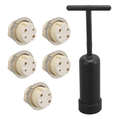 5Pcs G9 Ceramic Lamp Holder Temperature Resistance Zinc Alloy Ring Light Bulb Base Socket with Socket Ring V1294-YM0512-3119220169211
