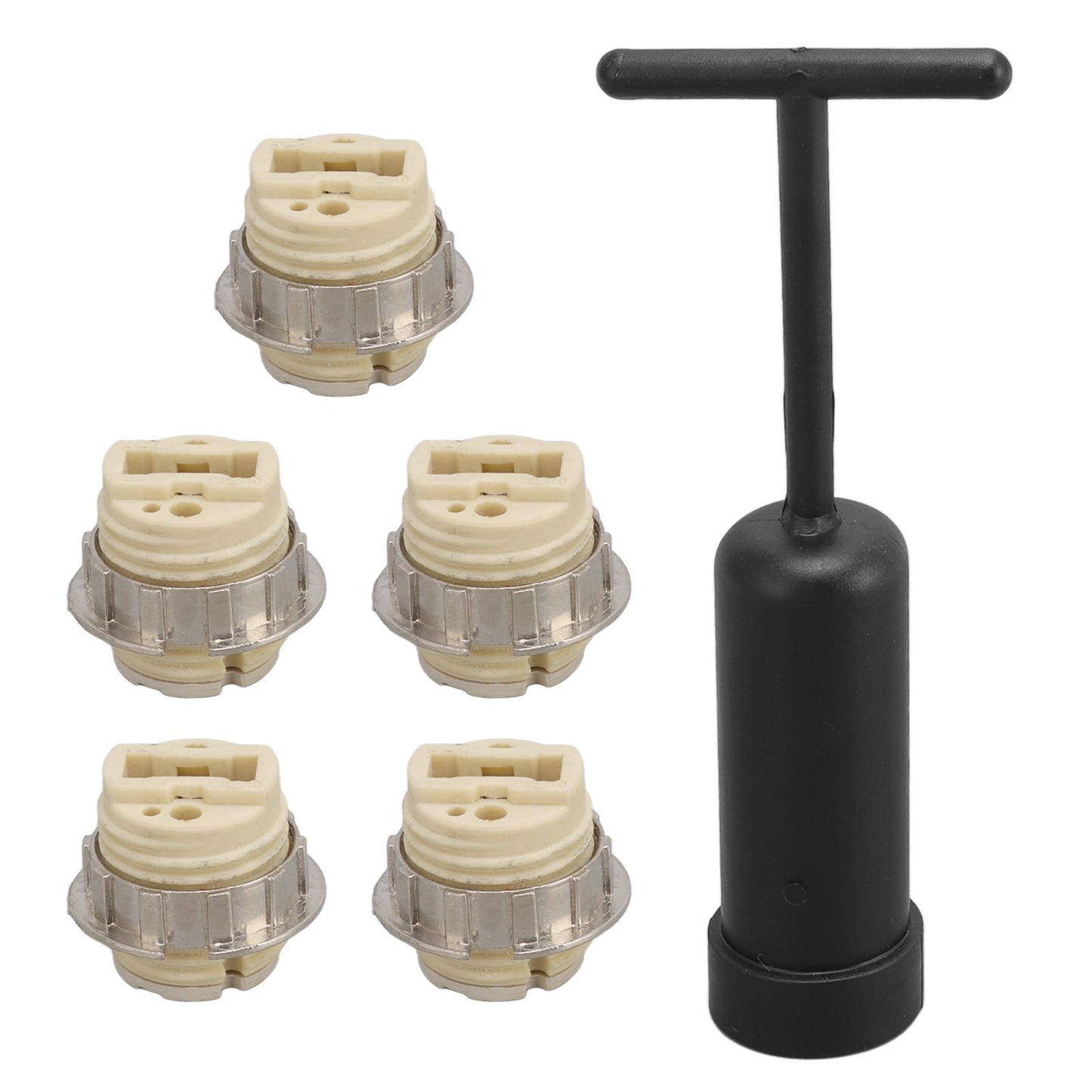 5Pcs G9 Ceramic Lamp Holder Temperature Resistance Zinc Alloy Ring Light Bulb Base Socket with Socket Ring V1294-YM0512-3119220169211