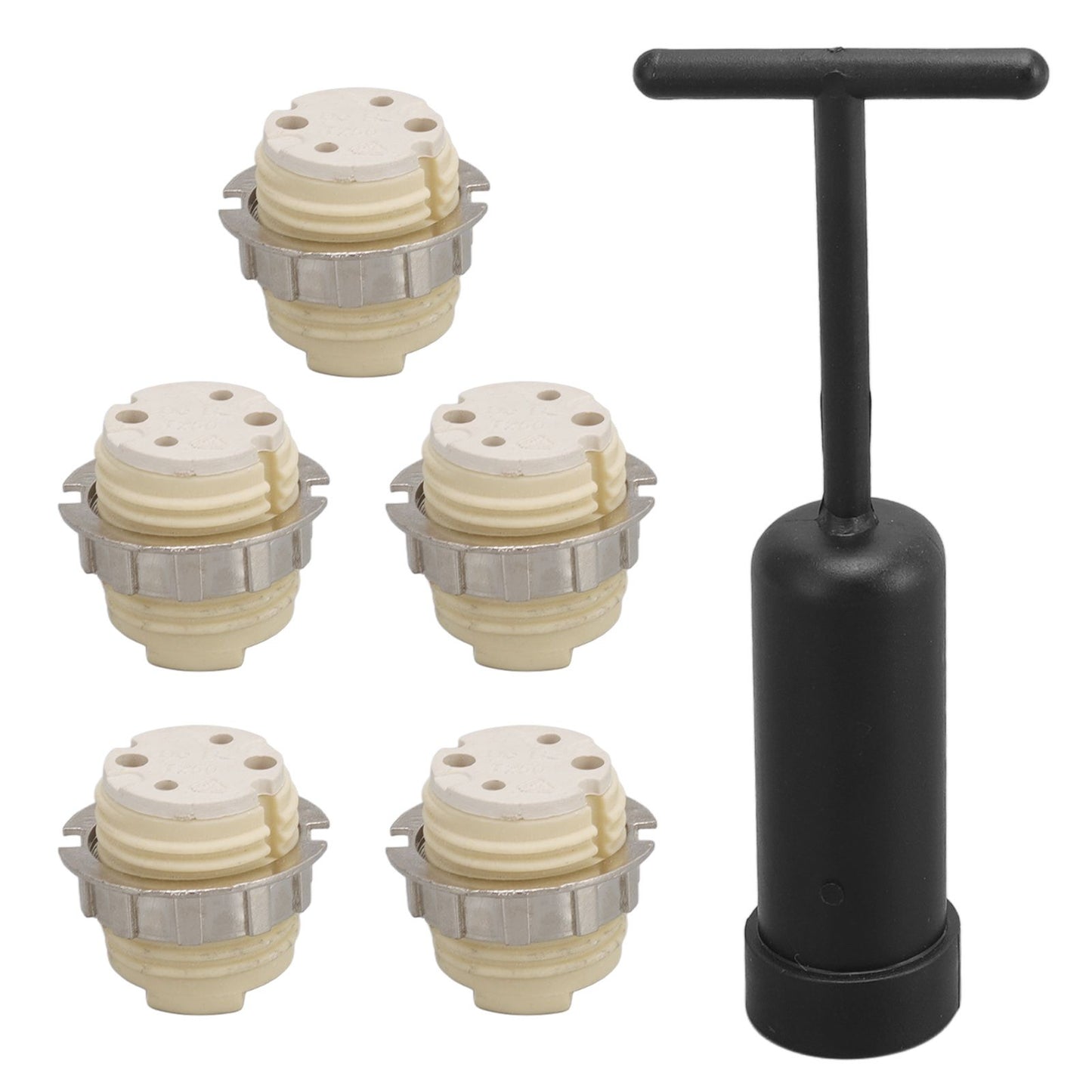 5Pcs G9 Ceramic Lamp Holder Temperature Resistance Zinc Alloy Ring Light Bulb Base Socket with Socket Ring V1294-YM0512-3119220169211