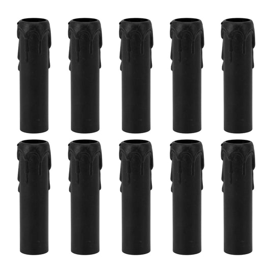 10pcs 4 Inch Candle Covers Sleeves Simulation Vintage Wax Drop Candle Socket Covers for Chandelier Black V1294-YM0512-3119220169311