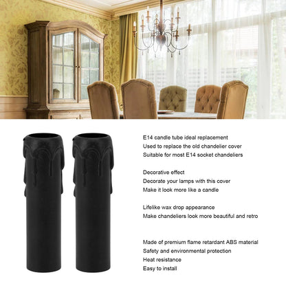 10pcs 4 Inch Candle Covers Sleeves Simulation Vintage Wax Drop Candle Socket Covers for Chandelier Black V1294-YM0512-3119220169311