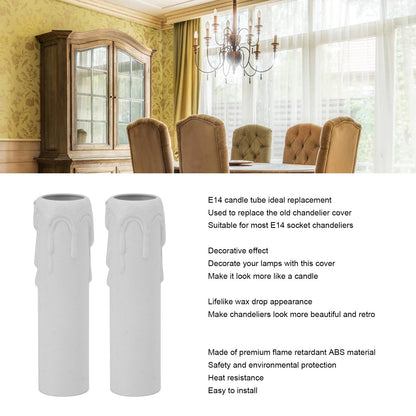 10pcs 4 Inch Candle Covers Sleeves Simulation Vintage Wax Drop Candle Socket Covers for Chandelier White V1294-YM0512-3119220169312