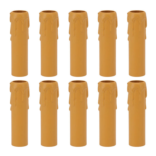10pcs 4 Inch Candle Covers Sleeves Simulation Vintage Wax Drop Candle Socket Covers for Chandelier Yellow V1294-YM0512-3119220169313