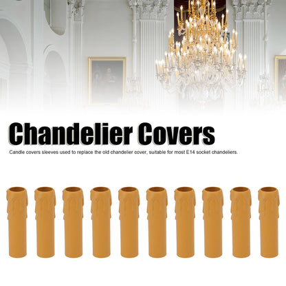 10pcs 4 Inch Candle Covers Sleeves Simulation Vintage Wax Drop Candle Socket Covers for Chandelier Yellow V1294-YM0512-3119220169313