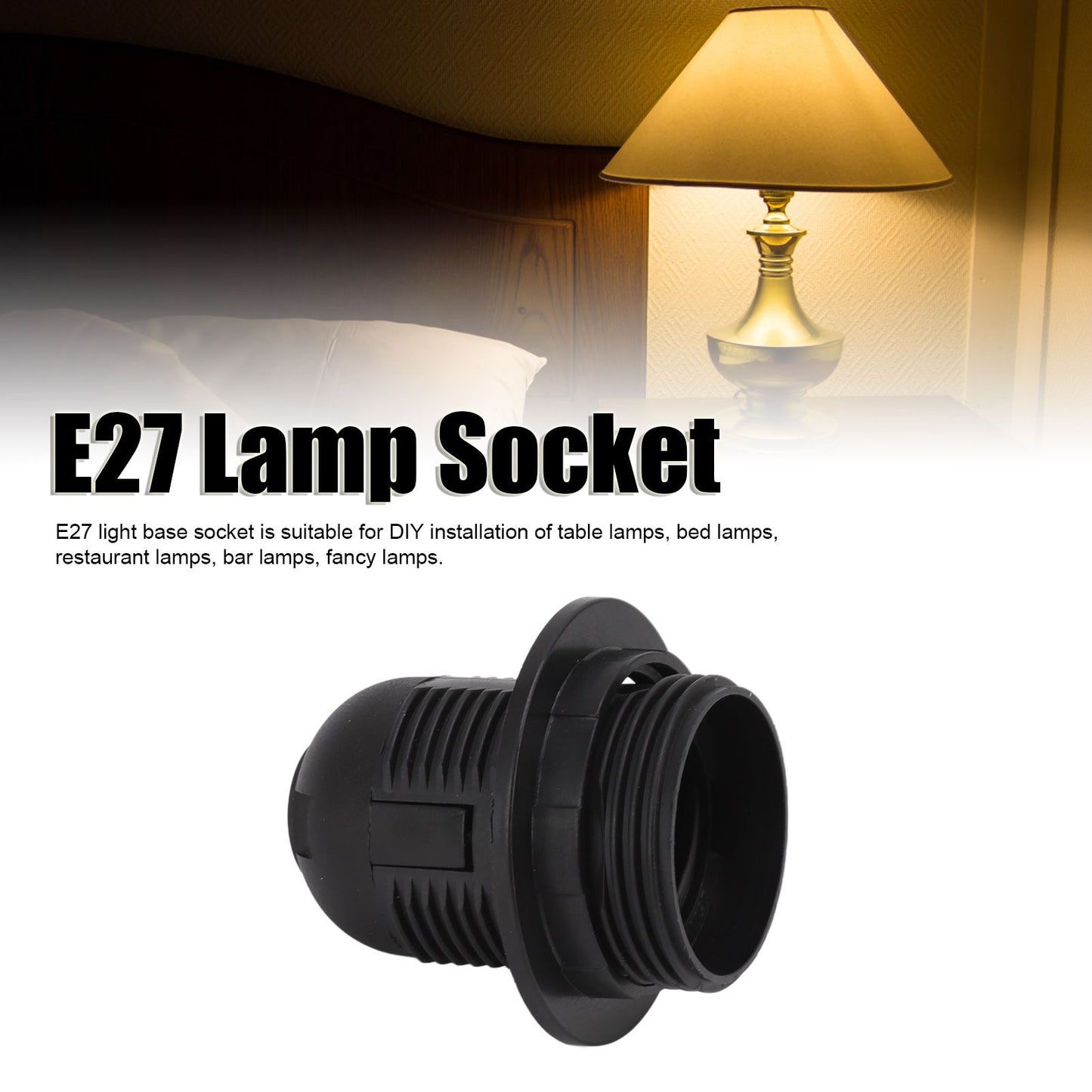 10Pcs E27 Light Base Socket Copper Core High Temperature Resistance E27 Light Holder Base with Lamp Sleeve V1294-YM0512-3119220169611