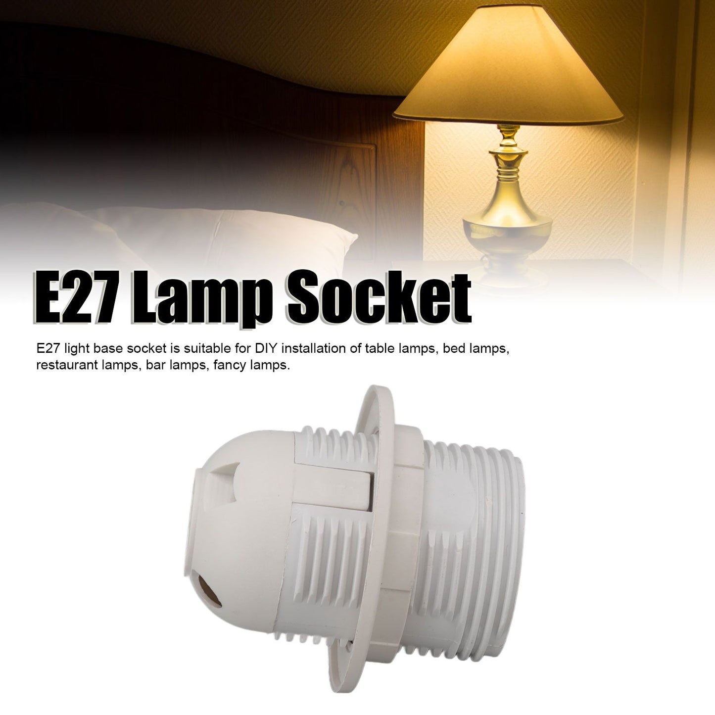 10Pcs E27 Light Base Socket Copper Core High Temperature Resistance E27 Light Holder Base with Lamp Sleeve V1294-YM0512-3119220169612