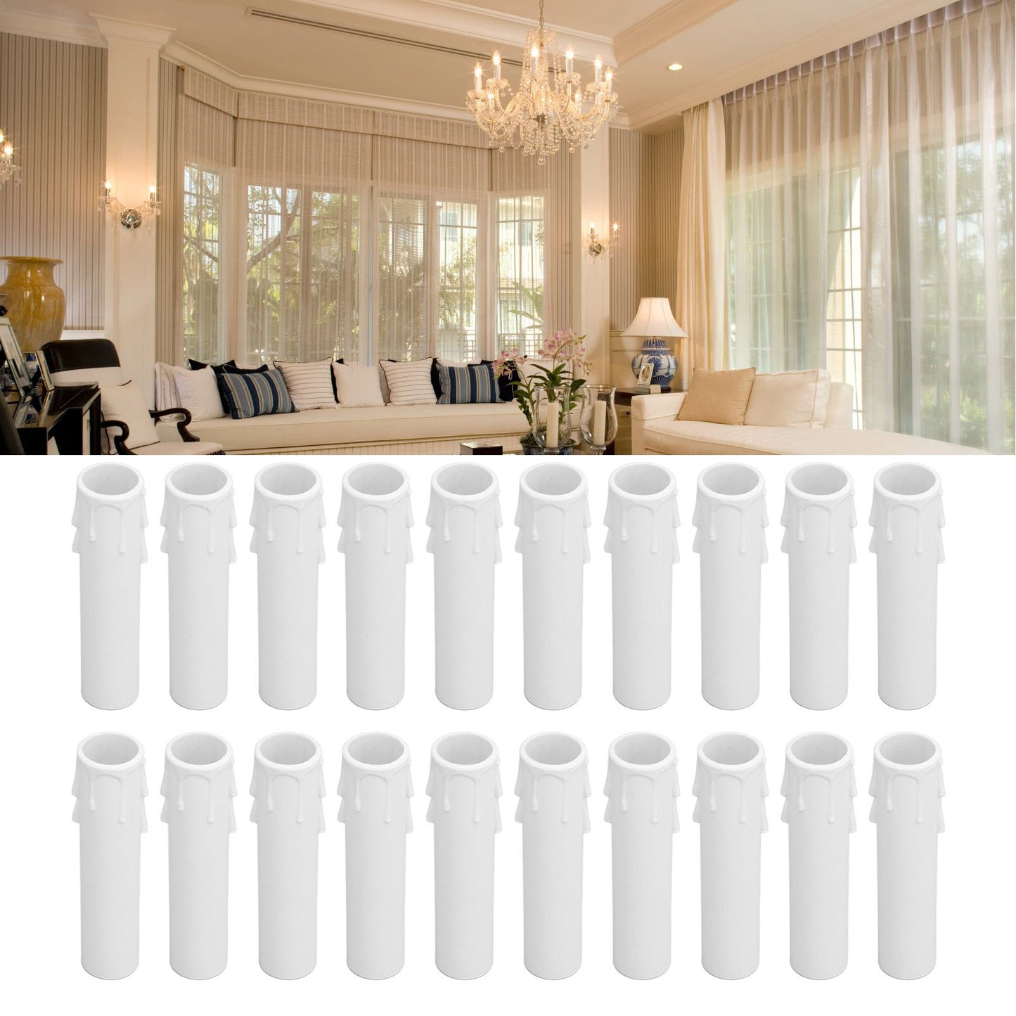 20pcs 4 Inch Candle Covers Sleeves Simulation Wax Drop E12 Candle Light Socket Covers for Chandelier V1294-YM0512-3119220169911
