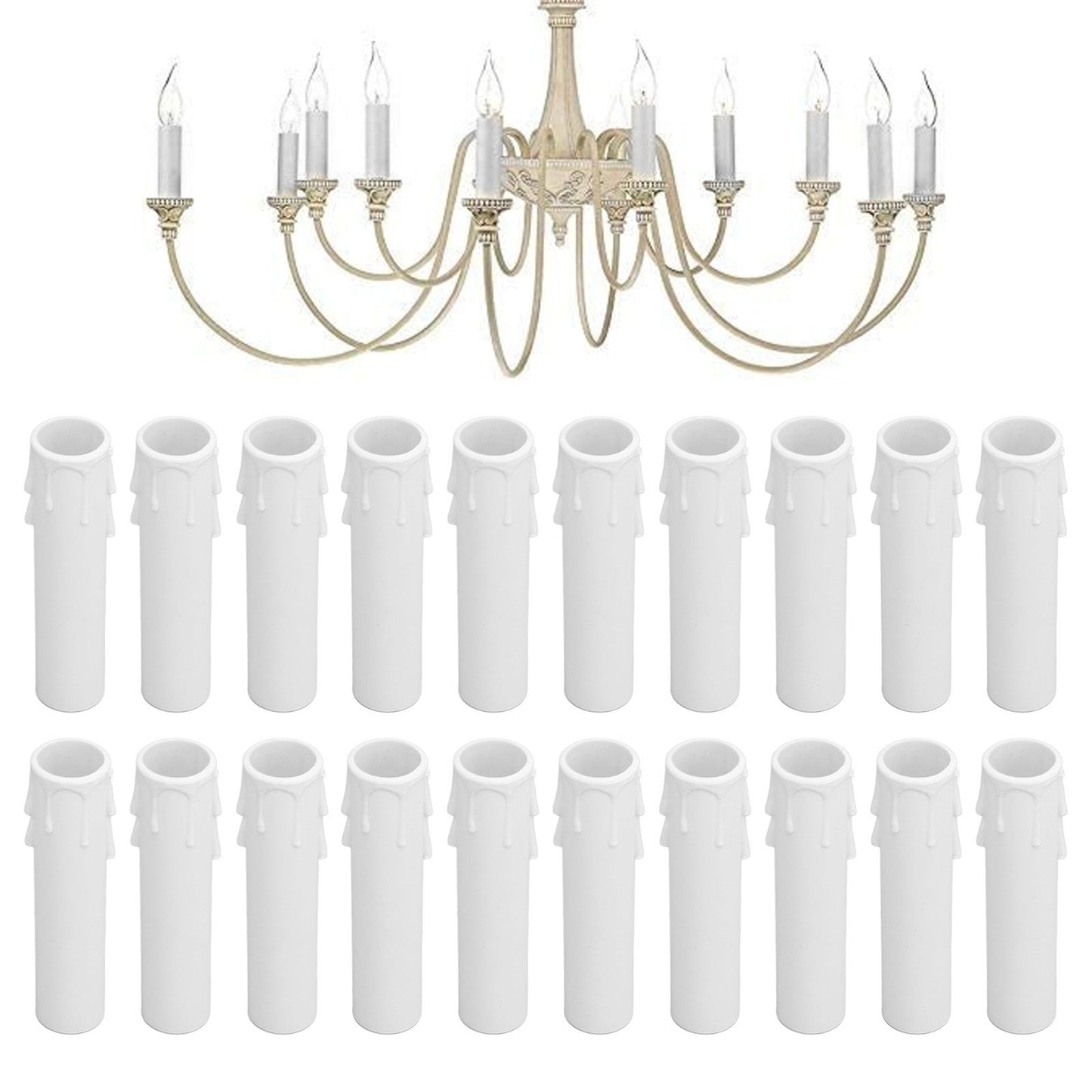 20pcs 4 Inch Candle Covers Sleeves Simulation Wax Drop E12 Candle Light Socket Covers for Chandelier V1294-YM0512-3119220169911