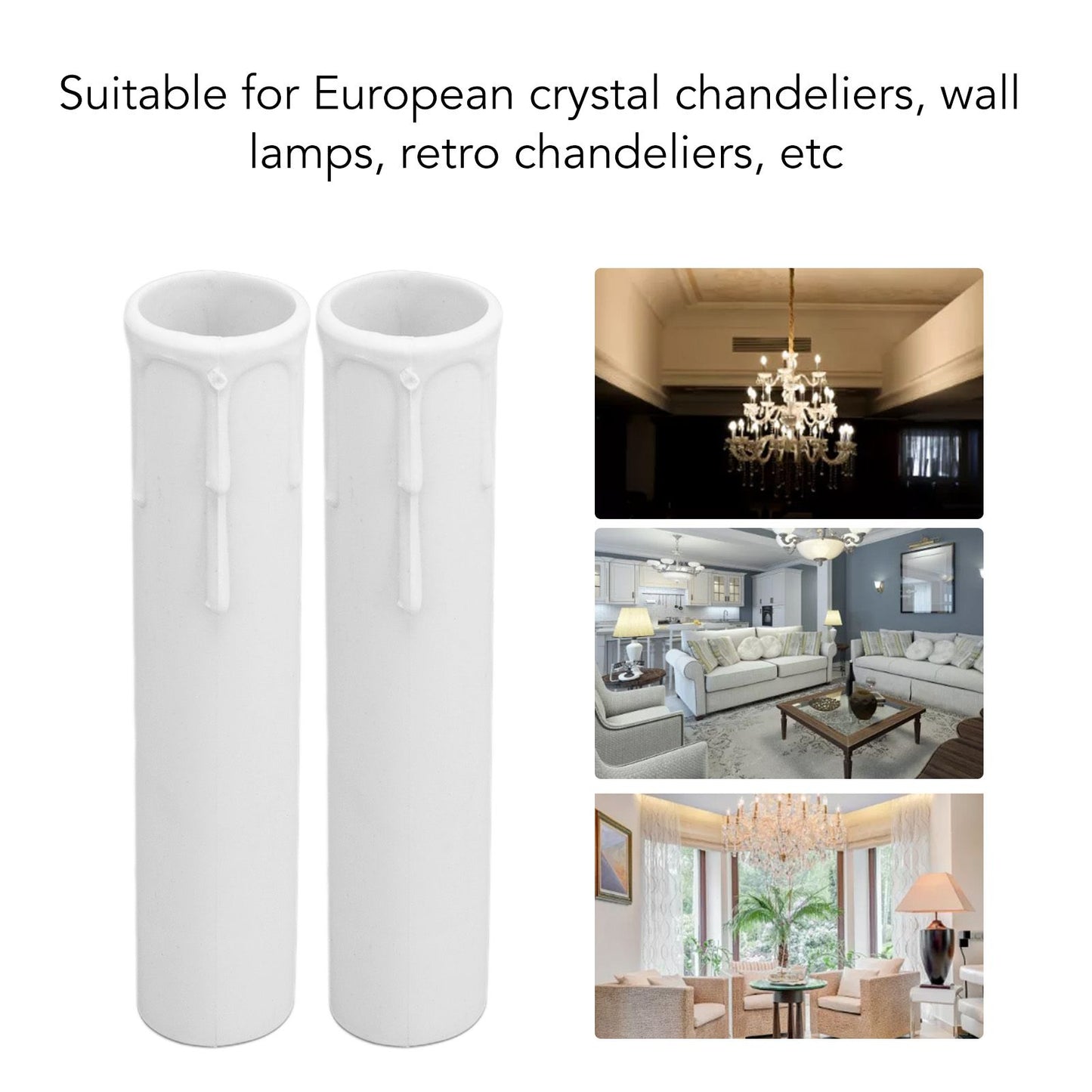 20pcs 4 Inch Candle Covers Sleeves Simulation Wax Drop E12 Candle Light Socket Covers for Chandelier V1294-YM0512-3119220169911