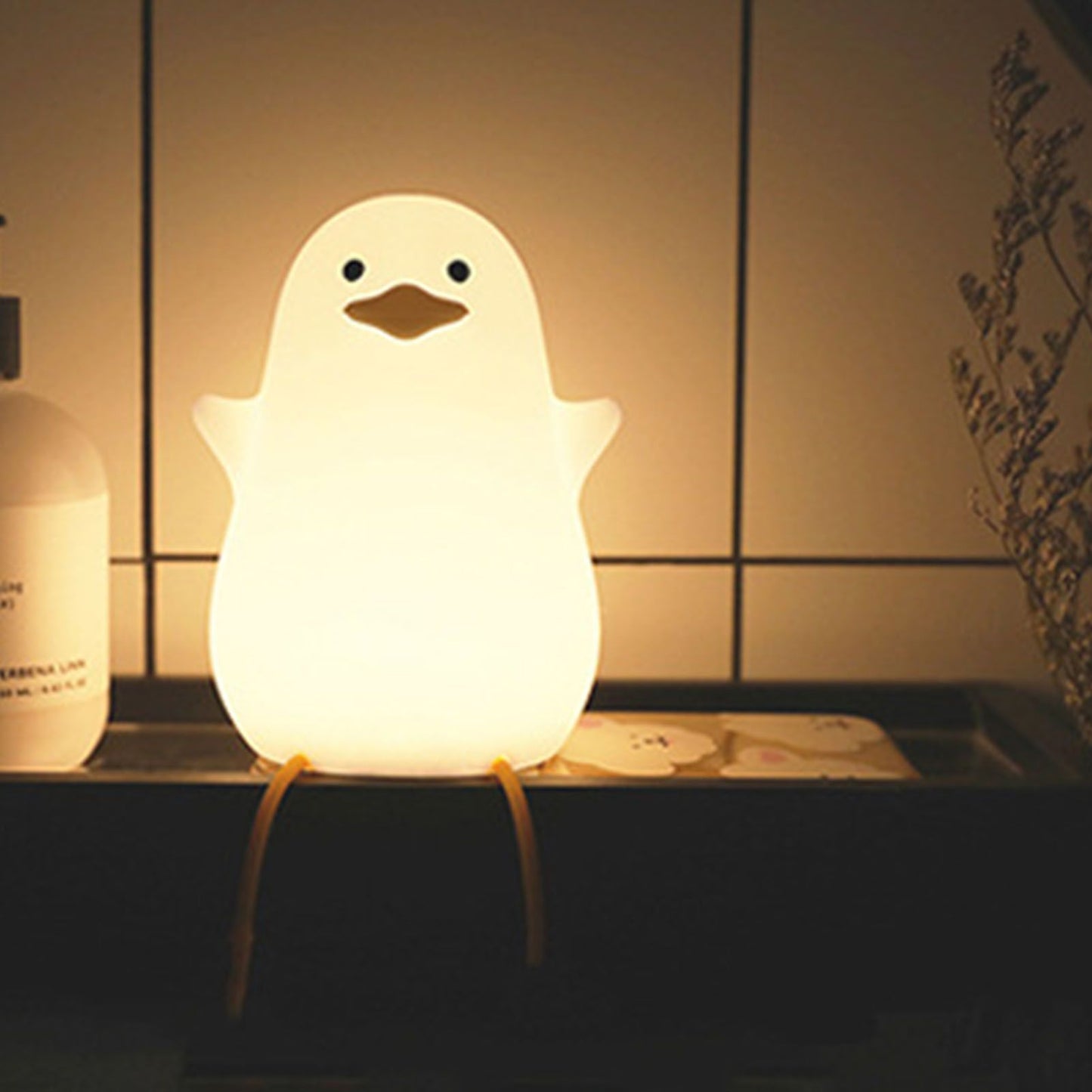 LED Night Light Cute Exquisite Touch Control USB Charging Night Light with Mobile Phone Holder Duck Night Lamp V1294-YM0512-3119220170211