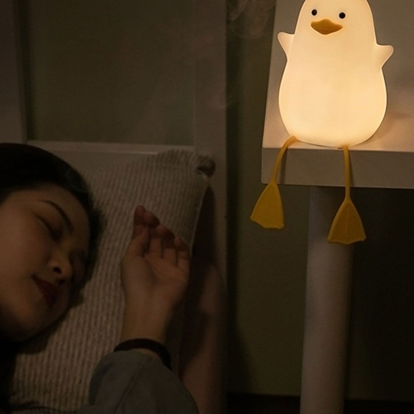 LED Night Light Cute Exquisite Touch Control USB Charging Night Light with Mobile Phone Holder Duck Night Lamp V1294-YM0512-3119220170211