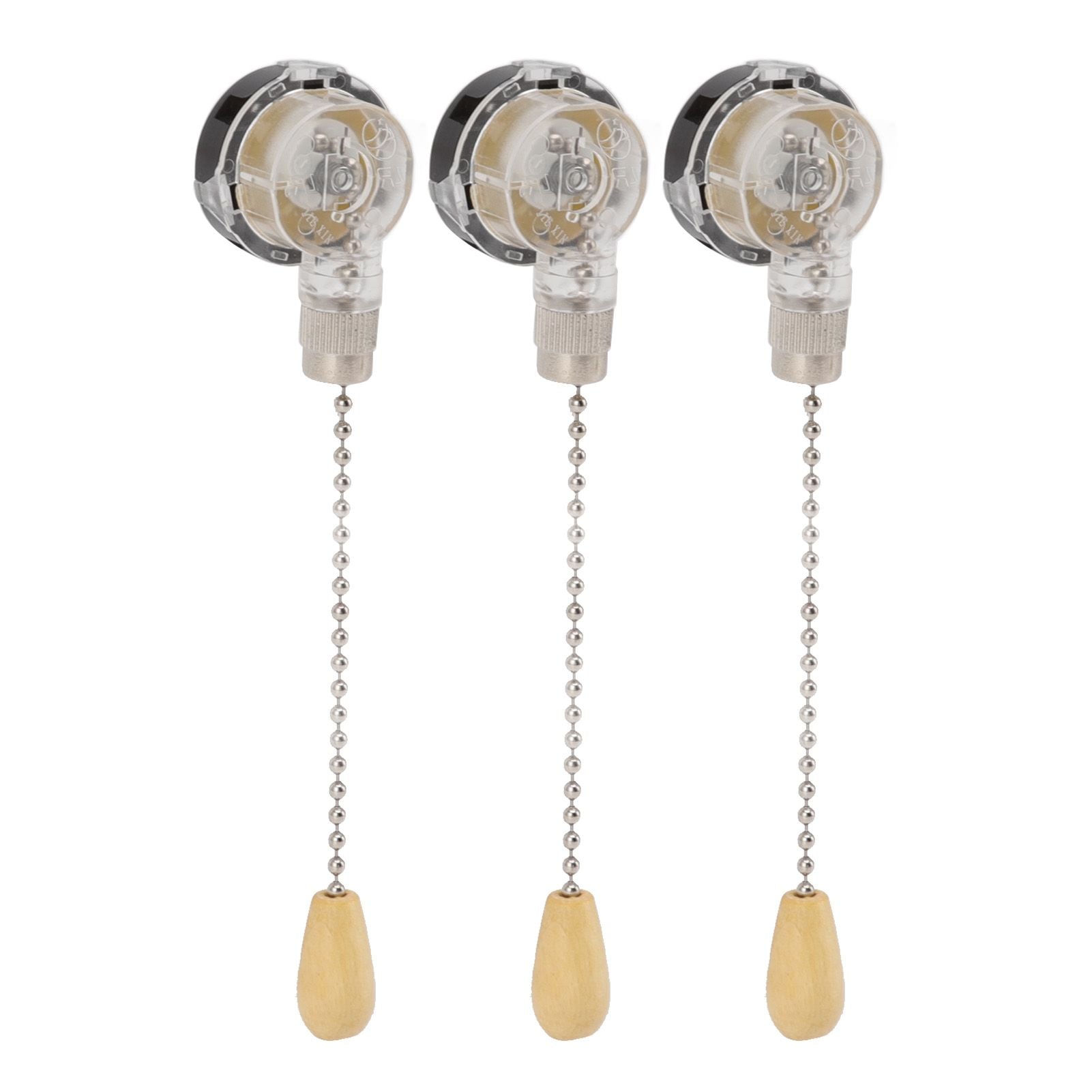 3Pcs Ceiling Fan Lamp Switch Rustproof Replacement Ceiling Light Pull Chain Switch 250V 125V Chrome V1294-YM0512-3119220170711