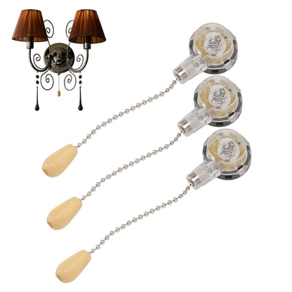 3Pcs Ceiling Fan Lamp Switch Rustproof Replacement Ceiling Light Pull Chain Switch 250V 125V Chrome V1294-YM0512-3119220170711